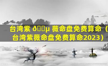 台湾紫 🌵 薇命盘免费算命（台湾紫薇命盘免费算命2023）